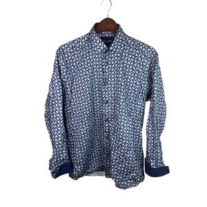 Maceoo Men Dress Shirt L (4) Fibonacci Repeating Gray Long Sleeve Button Up